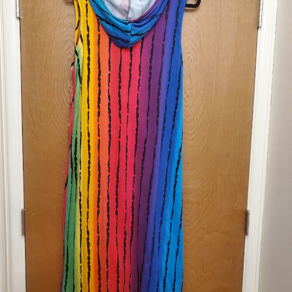 Jennifer Lauren Plush Hooded Maxi Dress Rainbow - Picture 2 of 3